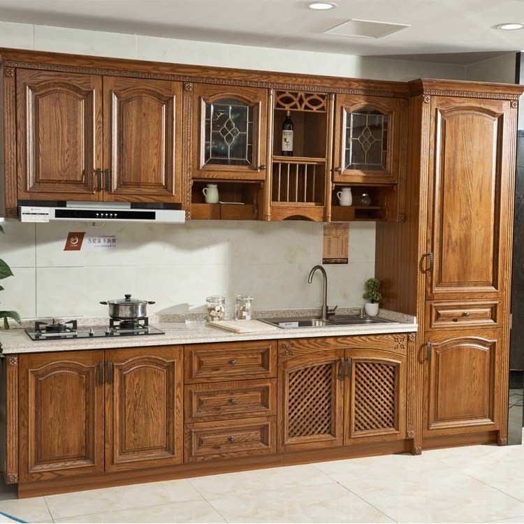 Hotel Villa Solid Wood Kitchen Cabinets Solid Kitchen Units